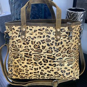 Myra Bag Leopard Leather & Hair Shoulder Bag Tote